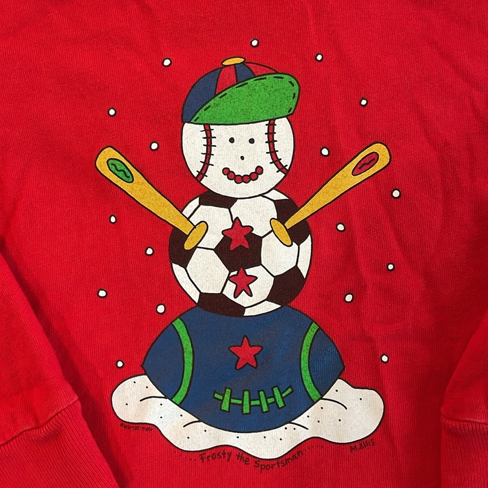 “Frosty The Sportsman” long sleeve red tshirt, size 2T, Frosty the Snowman